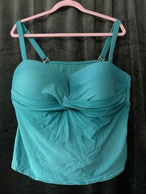 Turquoise Twist-Front Tankini Top